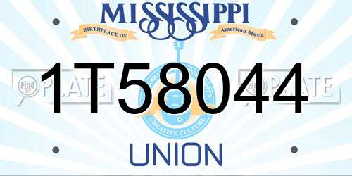 1T58044 Mississippi License Plate