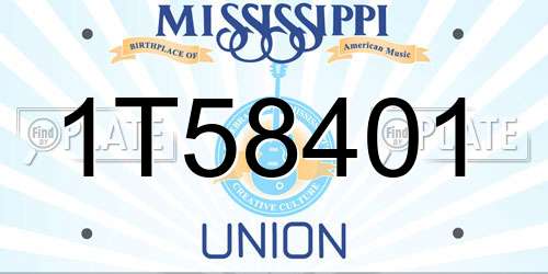1T58401 Mississippi License Plate