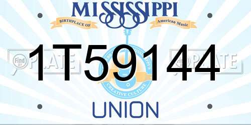 1T59144 Mississippi License Plate