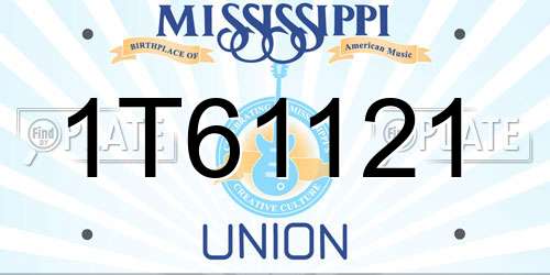 1T61121 Mississippi License Plate
