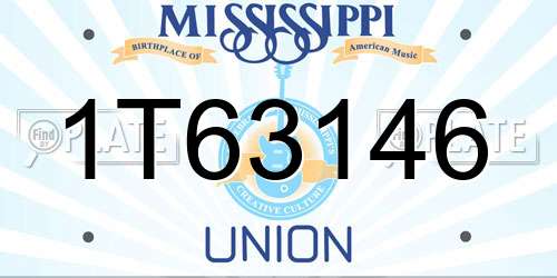 1T63146 Mississippi License Plate