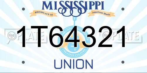 1T64321 Mississippi License Plate