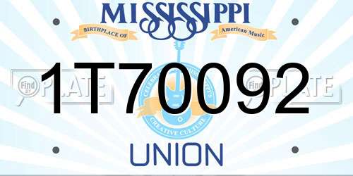 1T70092 Mississippi License Plate