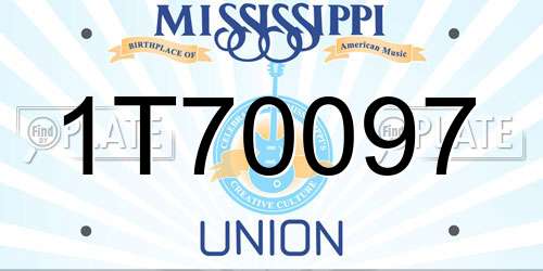 1T70097 Mississippi License Plate
