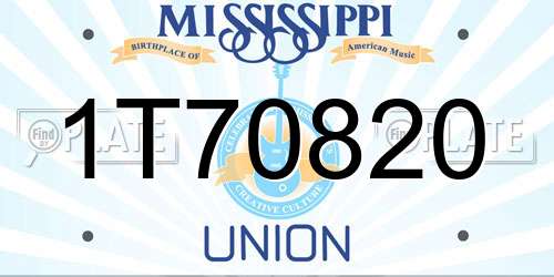 1T70820 Mississippi License Plate