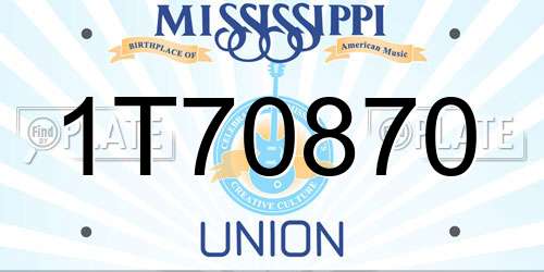1T70870 Mississippi License Plate