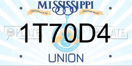 1T70D4 Mississippi License Plate