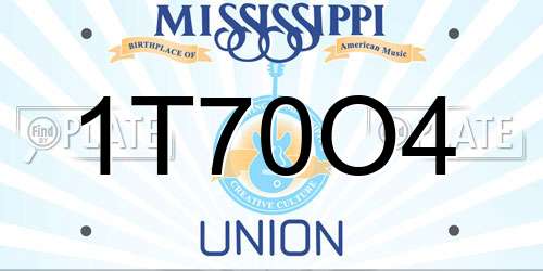 1T70O4 Mississippi License Plate