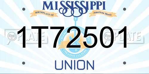 1T72501 Mississippi License Plate