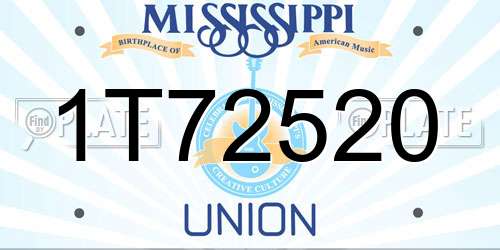 1T72520 Mississippi License Plate