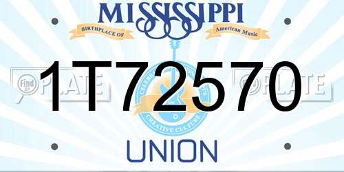 1T72570 Mississippi License Plate