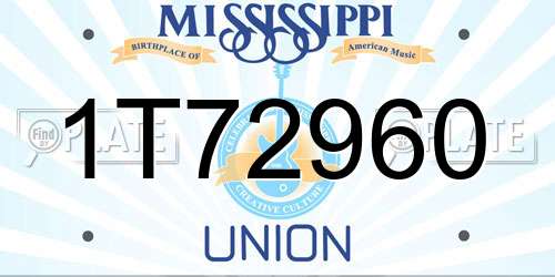 1T72960 Mississippi License Plate