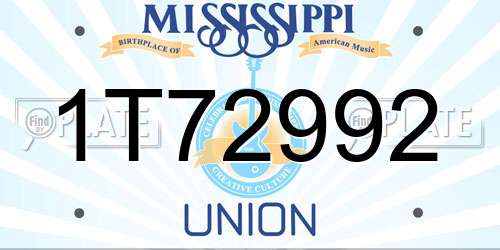 1T72992 Mississippi License Plate