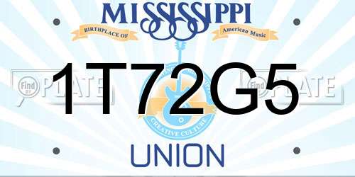 1T72G5 Mississippi License Plate