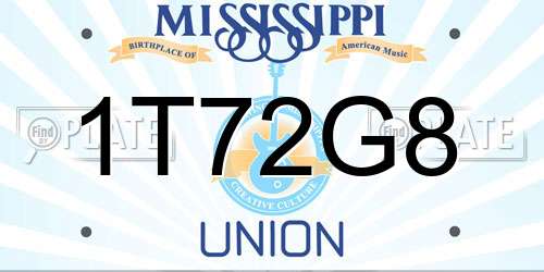 1T72G8 Mississippi License Plate