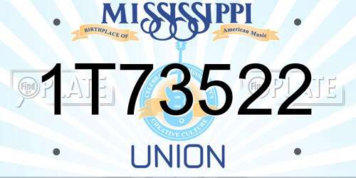 1T73522 Mississippi License Plate