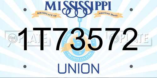1T73572 Mississippi License Plate
