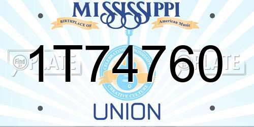 1T74760 Mississippi License Plate