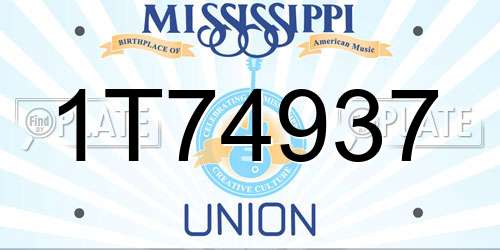 1T74937 Mississippi License Plate