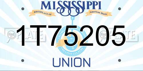 1T75205 Mississippi License Plate