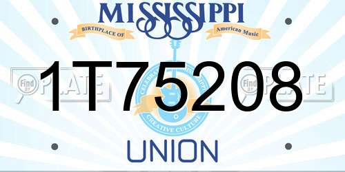 1T75208 Mississippi License Plate