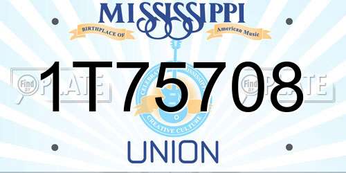 1T75708 Mississippi License Plate