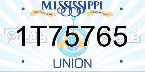 1T75765 Mississippi License Plate