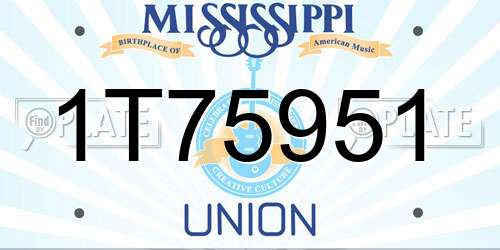1T75951 Mississippi License Plate