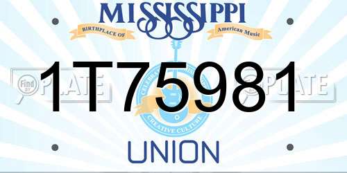 1T75981 Mississippi License Plate