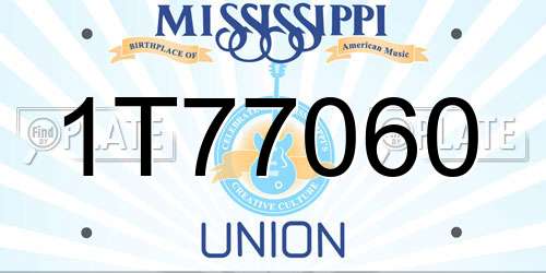 1T77060 Mississippi License Plate