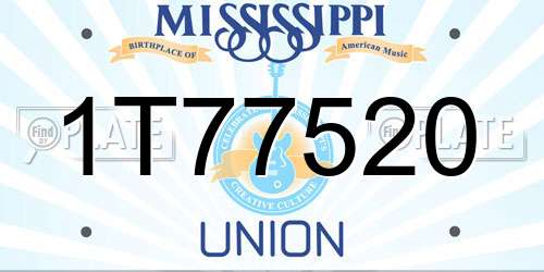 1T77520 Mississippi License Plate