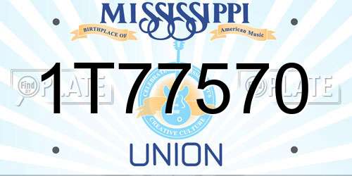 1T77570 Mississippi License Plate