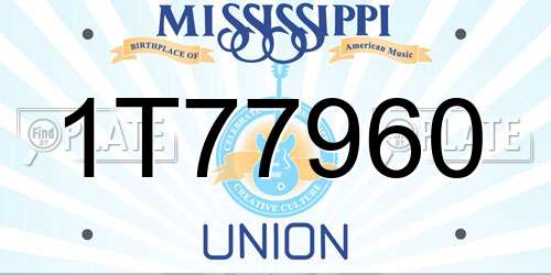 1T77960 Mississippi License Plate