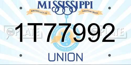 1T77992 Mississippi License Plate