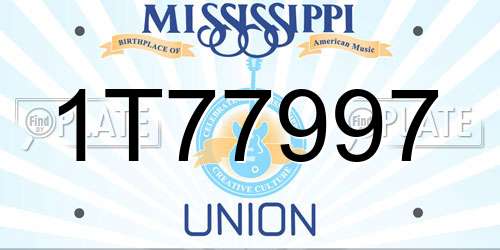 1T77997 Mississippi License Plate