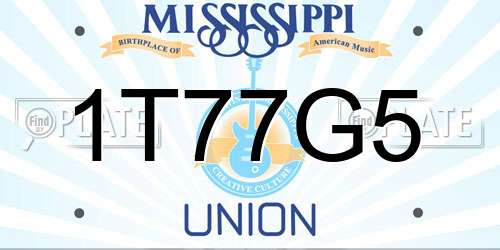 1T77G5 Mississippi License Plate