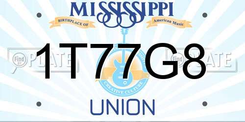 1T77G8 Mississippi License Plate