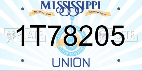 1T78205 Mississippi License Plate