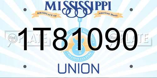 1T81090 Mississippi License Plate