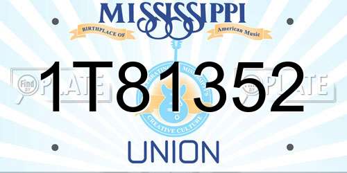 1T81352 Mississippi License Plate