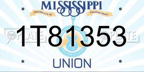 1T81353 Mississippi License Plate