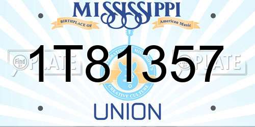 1T81357 Mississippi License Plate