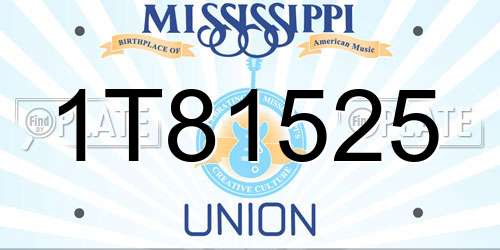 1T81525 Mississippi License Plate