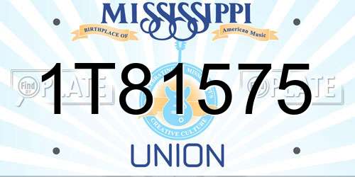 1T81575 Mississippi License Plate