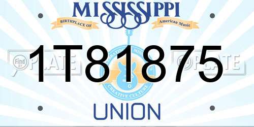 1T81875 Mississippi License Plate