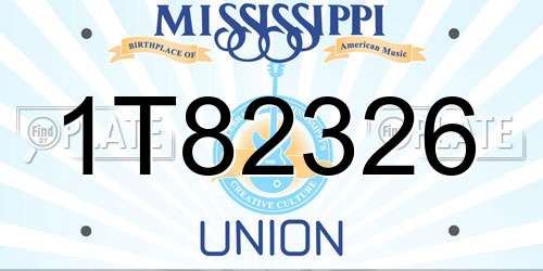 1T82326 Mississippi License Plate