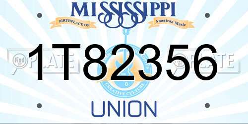 1T82356 Mississippi License Plate