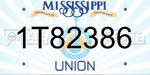 1T82386 Mississippi License Plate