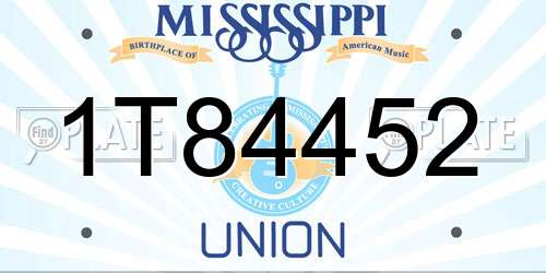 1T84452 Mississippi License Plate