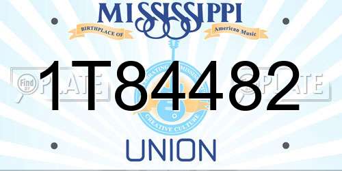 1T84482 Mississippi License Plate
